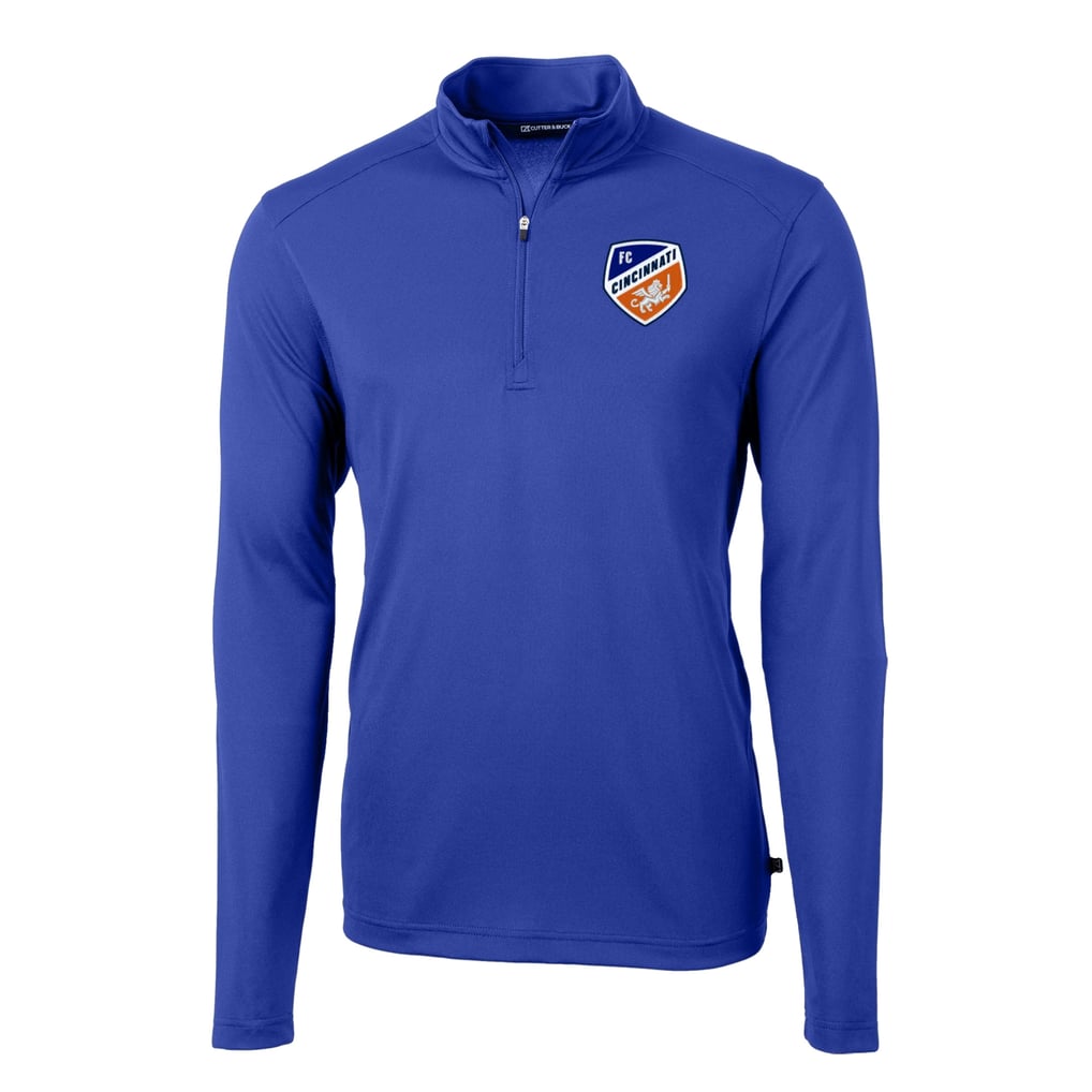  FC Cincinnati Cutter & Buck Big & Tall Virtue Eco Pique Recycled Quarter-Zip Pullover Top - Blue